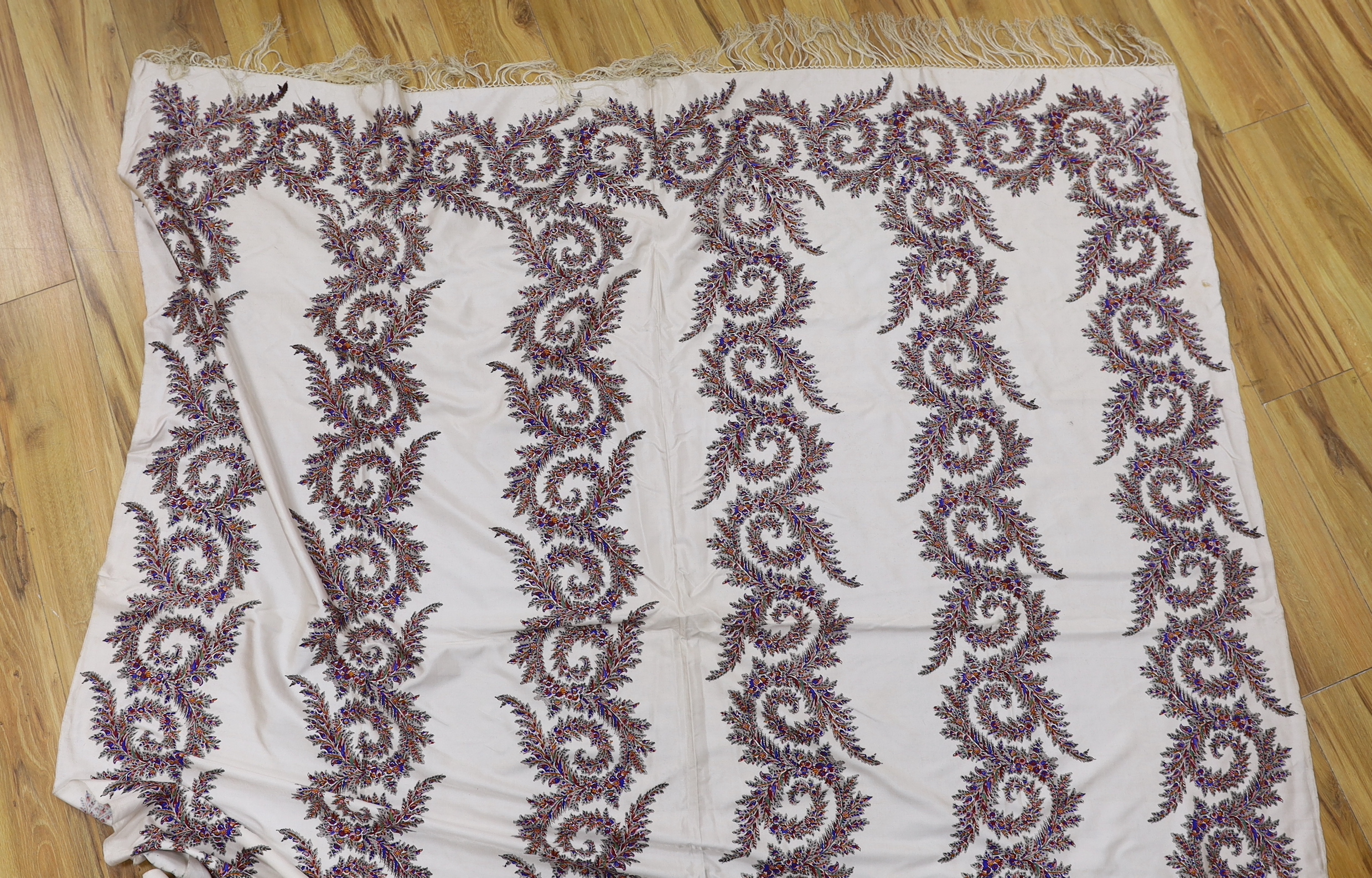 A mid 19th century silk printed Paisley shawl